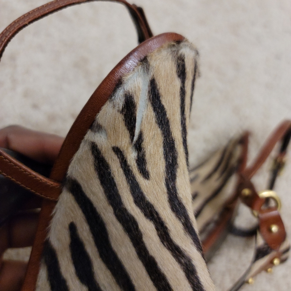 Valentino Garavani Brown Leather and Zebra-Print Stud Sandals - Picture 5 of 7